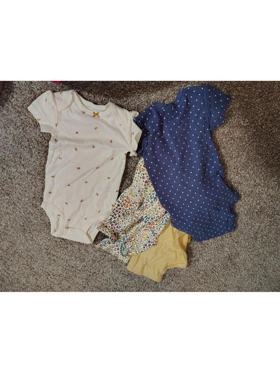 Carter's Other - Baby Girl 6 mo Nwt Carters 100% Cotton 4 piece one piece snap  blue yellow